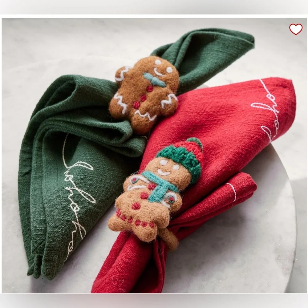 Pottery Barn Gingerbread Napkin Rings - Set of 4
